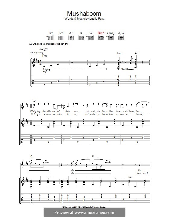 Mushaboom: For guitar with tab by Leslie Feist