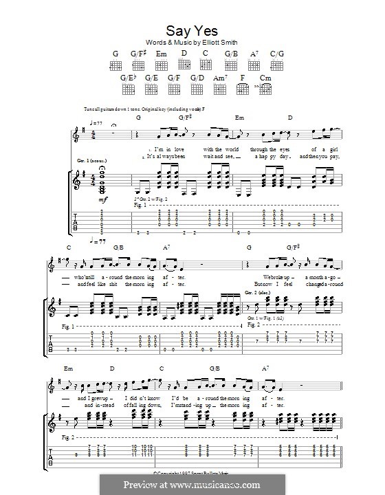 Say Yes: For guitar with tab by Elliott Smith