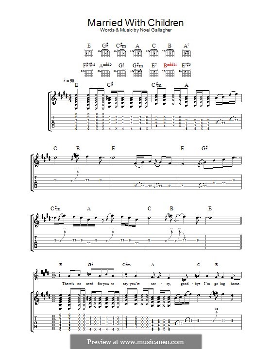 Married with Children (Oasis): For guitar with tab by Noel Gallagher