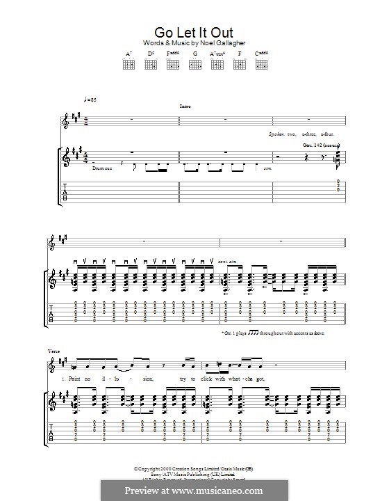 Go Let It Out (Oasis): For guitar with tab by Noel Gallagher