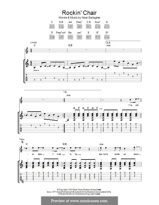 Rockin' Chair (Oasis): For guitar with tab by Noel Gallagher