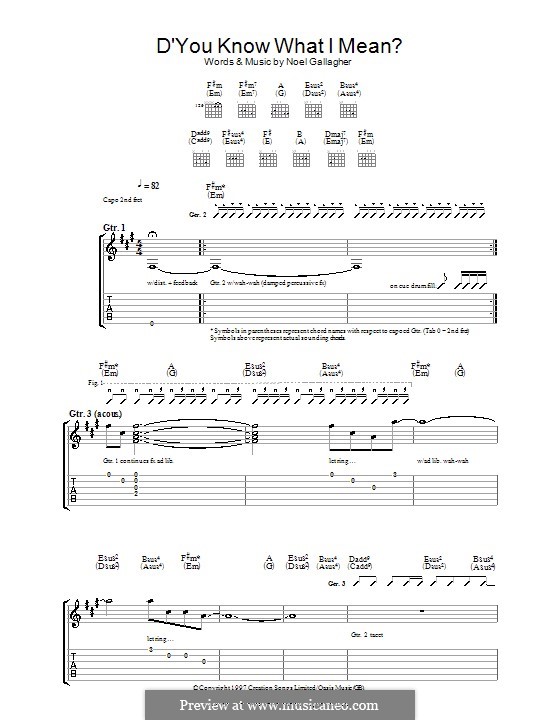 D'You Know What I Mean? (Oasis): For guitar with tab by Noel Gallagher