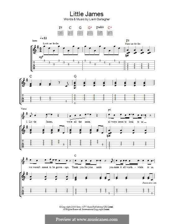Little James (Oasis): For guitar with tab by Liam Gallagher