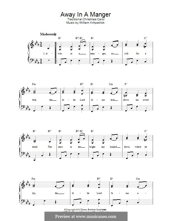 Away in a Manger: For piano by William (James) Kirkpatrick