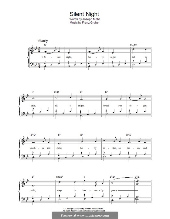Vocal version: For voice and piano by Franz Xaver Gruber