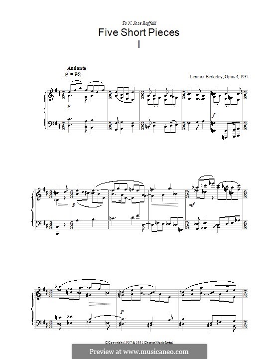 Five Short Pieces, Op.4: Piece No.1 by Lennox Berkeley