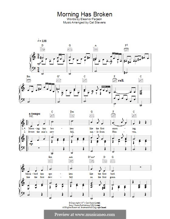 Morning Broken by C. Stevens - sheet music on MusicaNeo