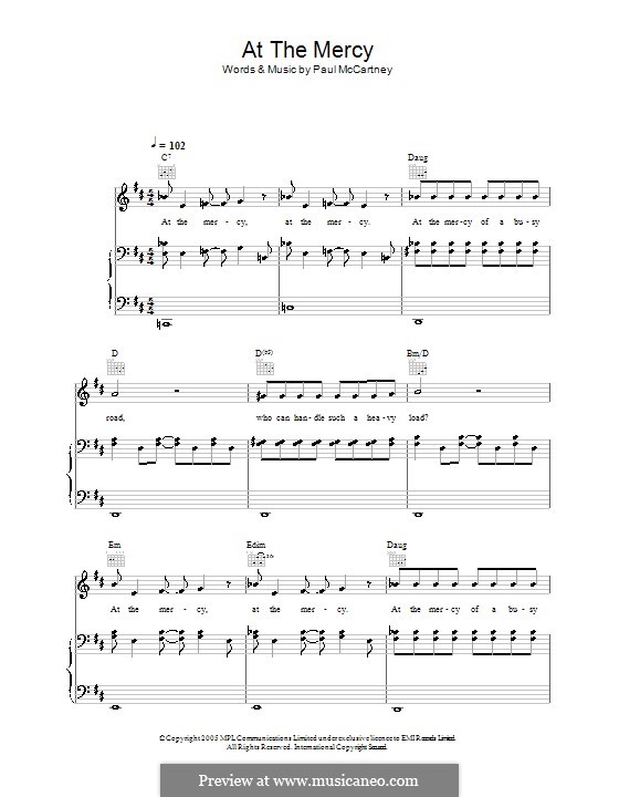 At the Mercy: For voice and piano (or guitar) by Paul McCartney