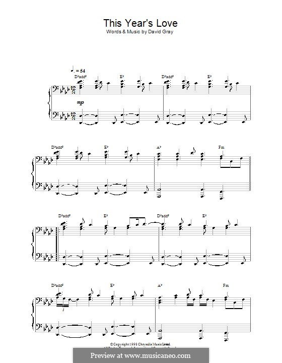 This Year's Love by D. Gray - sheet music on MusicaNeo