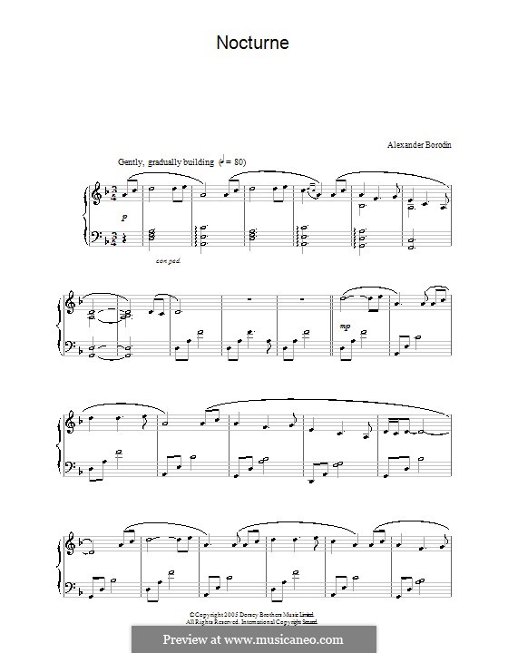 Nocturne (Secret Garden) by A. Borodin sheet music on MusicaNeo
