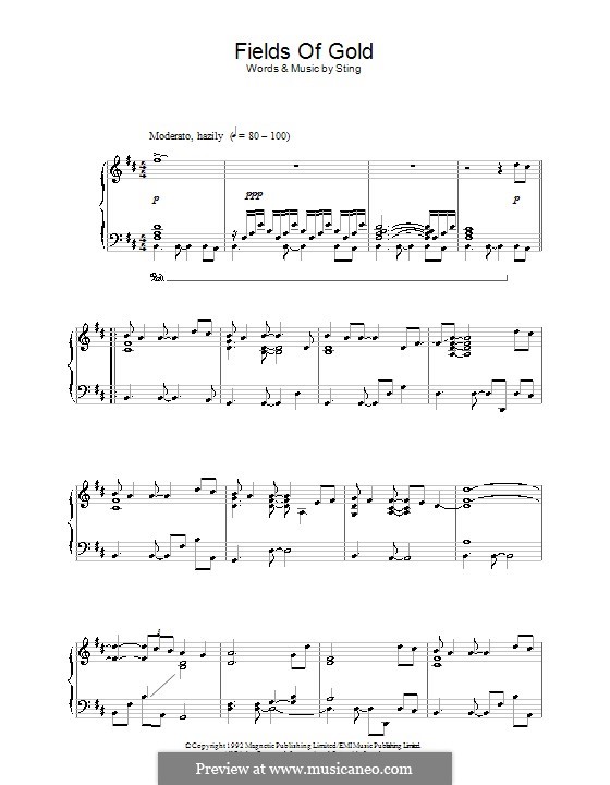 Fields of Gold: For piano (high quality sheet music) by Sting