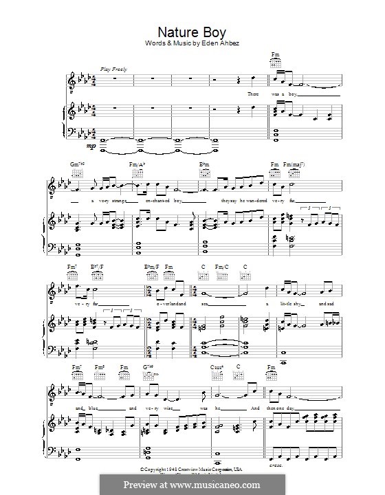 song sheet NATURE BOY Eden Ahbez 1948