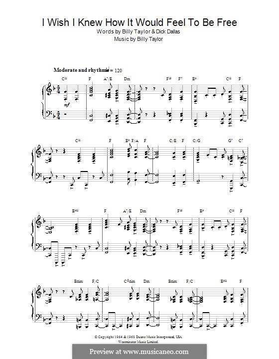I Wish I Knew How It Would Feel To Be Free By B Taylor On Musicaneo