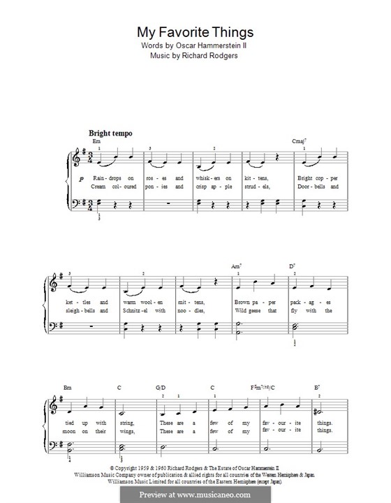 Piano version: Easy notes (E Minor) by Richard Rodgers