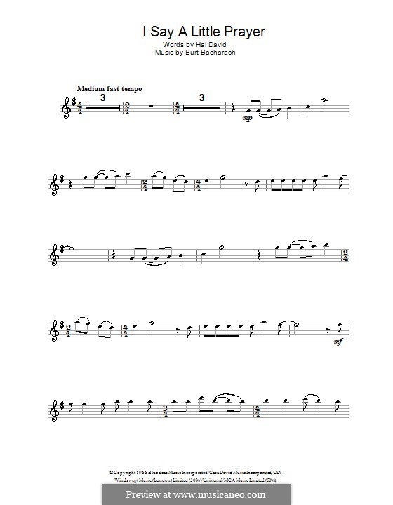 I Say a Little Prayer: For alto saxophone by Burt Bacharach
