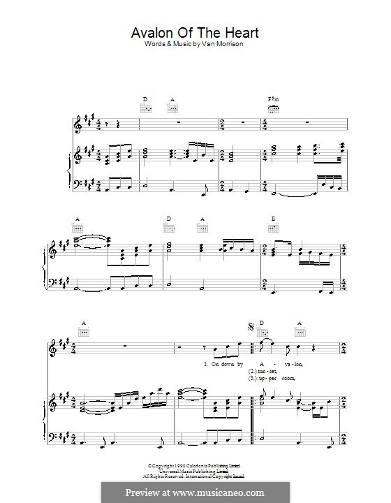 Avalon of the Heart: For voice and piano (or guitar) by Van Morrison