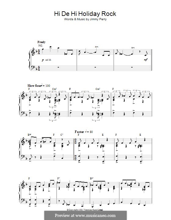 Hi De Hi Holiday Rock (theme from Hi De Hi): For piano by Jimmy Perry