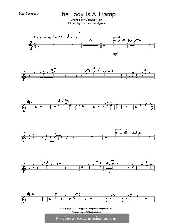 The Lady is a Tramp (Frank Sinatra): For tenor saxophone and piano – solo part by Richard Rodgers