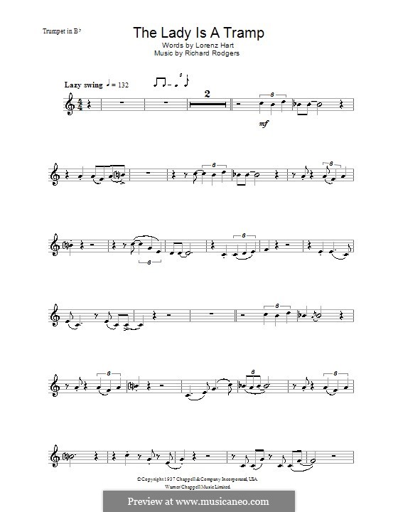 The Lady is a Tramp (Frank Sinatra): For trumpet and piano – solo part by Richard Rodgers