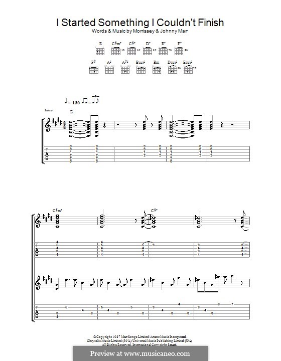 I Started Something I Couldn't Finish (The Smiths): For guitar with tab by Morrissey, Johnny Marr