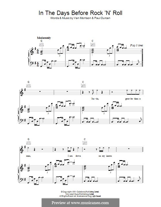 In the Days Before Rock 'n' Roll: For voice and piano (or guitar) by Paul Durcan, Van Morrison