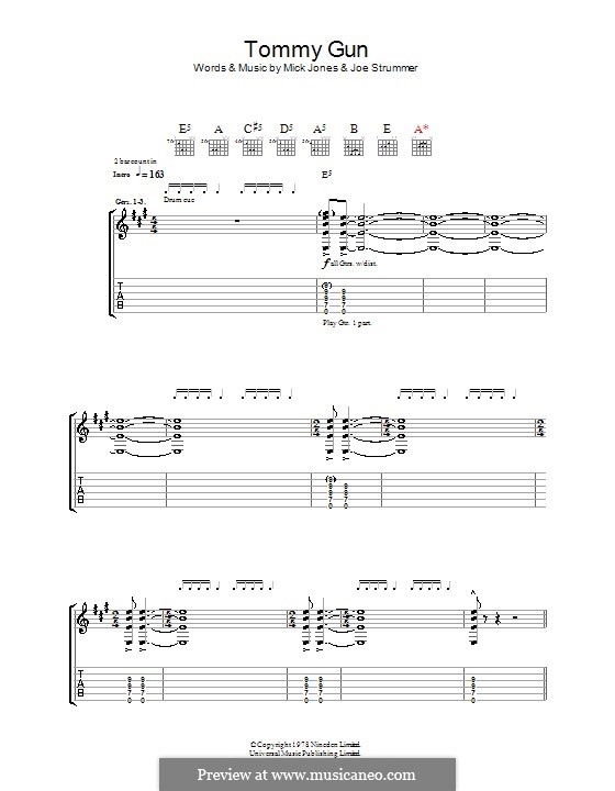 Tommy Gun (The Clash): For guitar with tab by Joe Strummer, Mick Jones