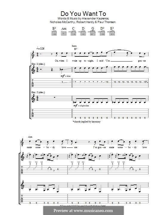Do You Want To (Franz Ferdinand): For guitar with tab by Alexander Kapranos, Nicholas McCarthy, Paul Thomson, Robert Hardy