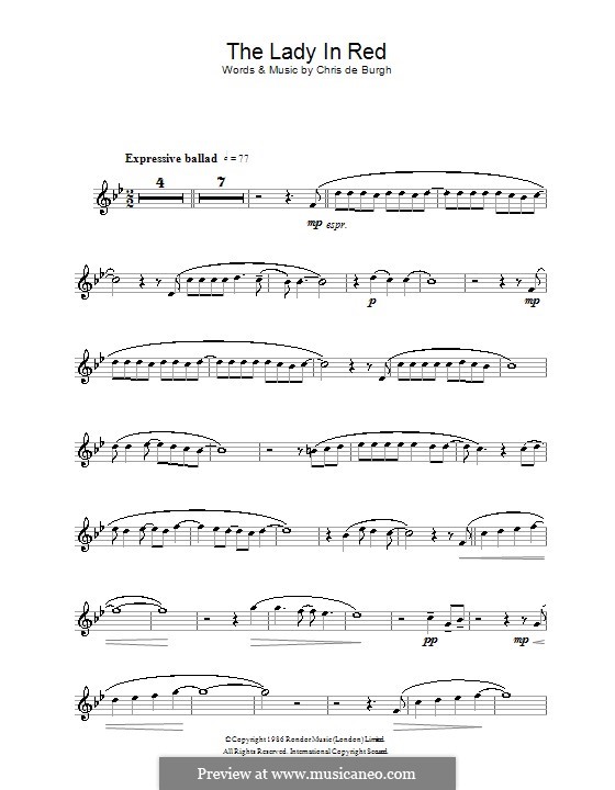 The Lady in Red: For flute by Chris de Burgh