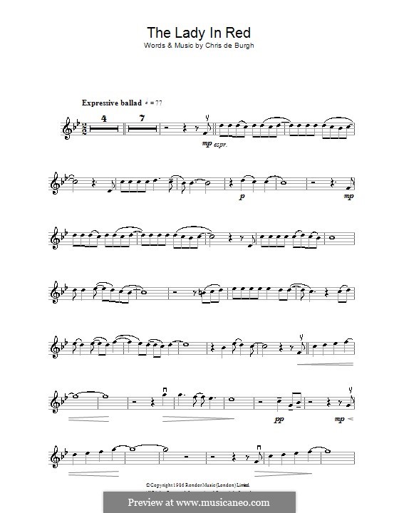 The Lady in Red: For violin by Chris de Burgh