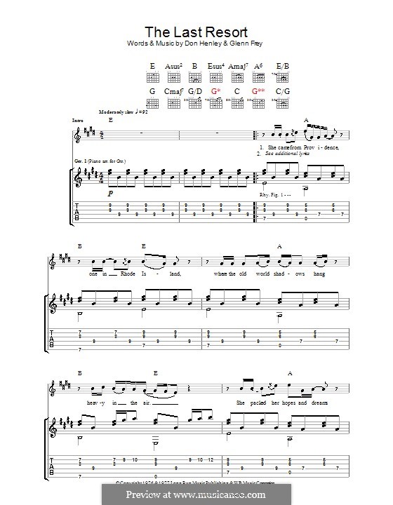 The Last Resort (The Eagles): For guitar with tab by Don Henley, Glen Frey