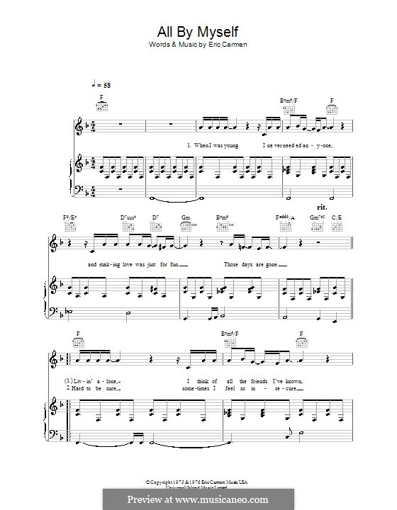 All By Myself by E. Carmen - sheet music on MusicaNeo