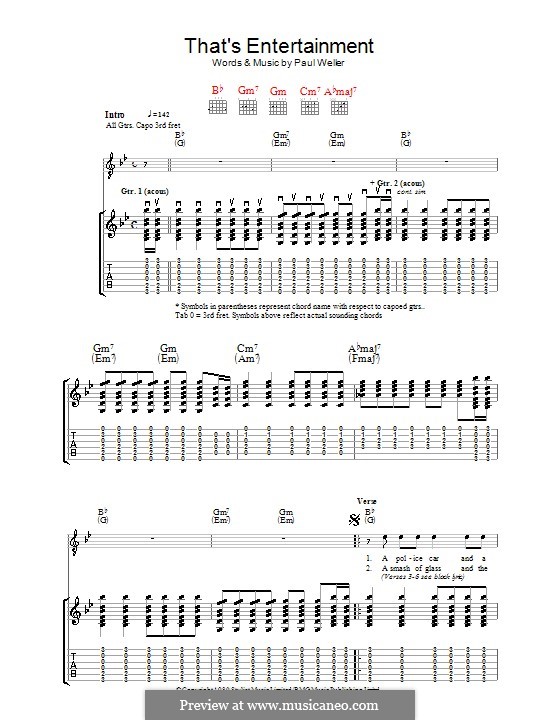 That's Entertainment (The Jam): For guitar with tab by Paul Weller