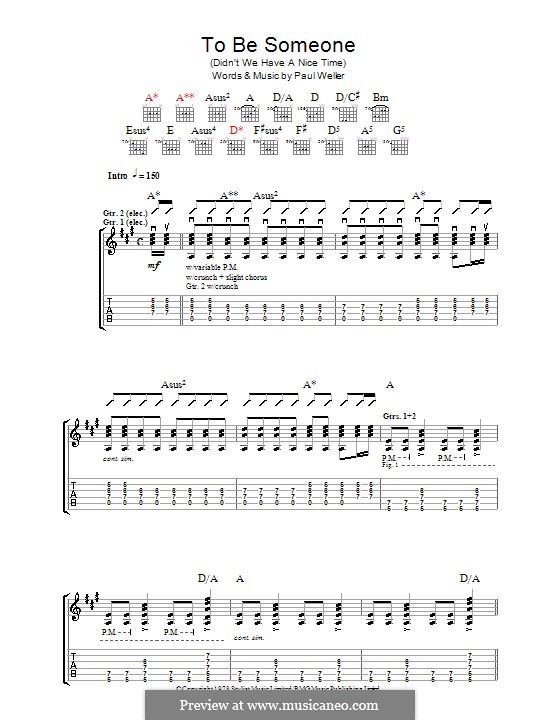 To Be Someone (Didn't We Have a Nice Time): For guitar with tab (The Jam) by Paul Weller