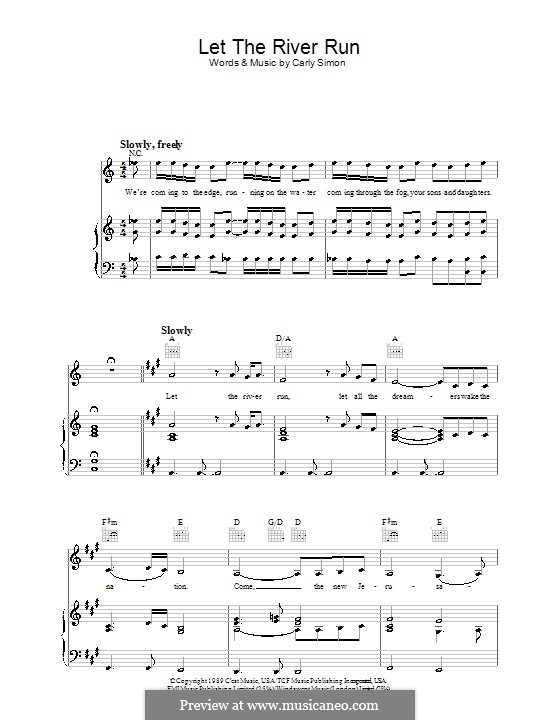 Let the River Run: For voice and piano or guitar by Carly Simon