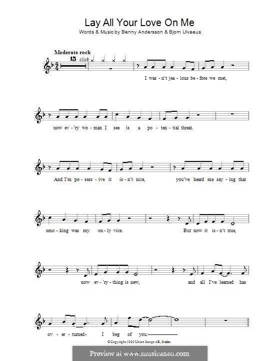 Lay All Your Love on Me (ABBA) by B. Andersson, B. Ulvaeus on MusicaNeo