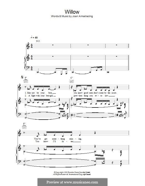 Willow: For voice and piano (or guitar) by Joan Armatrading