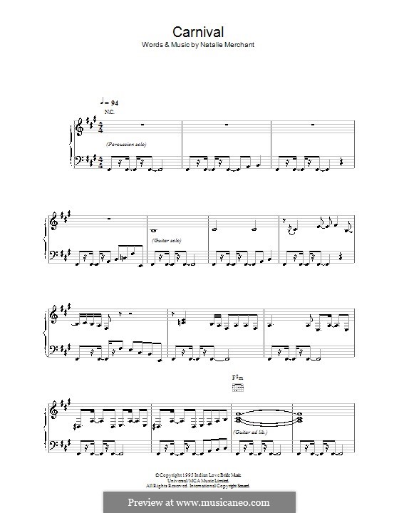 Carnival: For voice and piano (or guitar) by Natalie Merchant