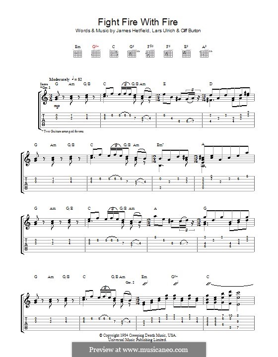 Fight Fire with Fire (Metallica): For guitar with tab by Cliff Burton, James Hetfield, Lars Ulrich