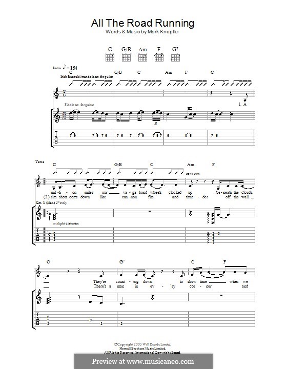 All the Road Running: For guitar with tab by Mark Knopfler