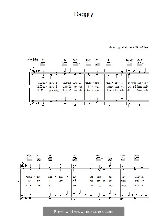 Daggry: For voice and piano (or guitar) by Jens Skou Olsen