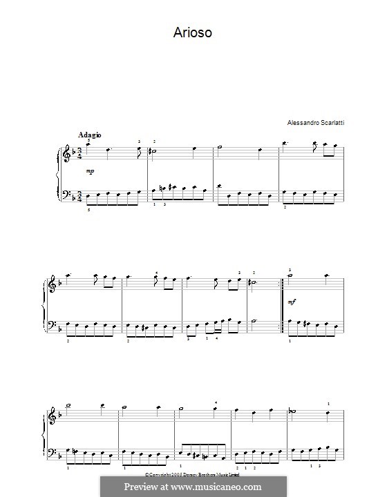 Arioso in D Minor: For piano by Alessandro Scarlatti