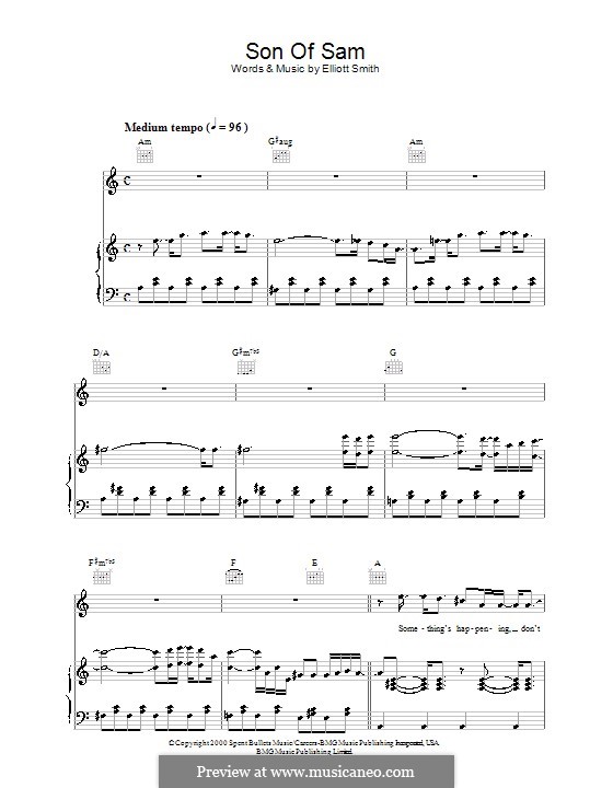 Son of Sam: For voice and piano (or guitar) by Elliott Smith