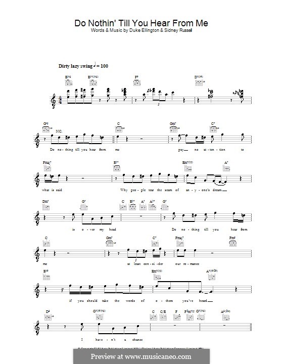 Vocal version: Melody line, lyrics and chords by Duke Ellington