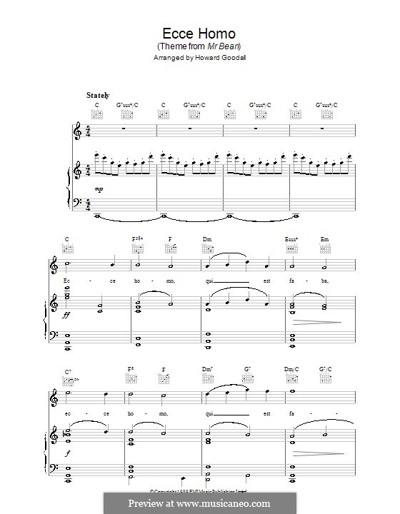 Ecce Homo (theme from Mr Bean): For voice and piano or guitar (The Choirboys) by Howard Goodall