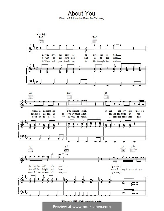 About You: For voice and piano (or guitar) by Paul McCartney
