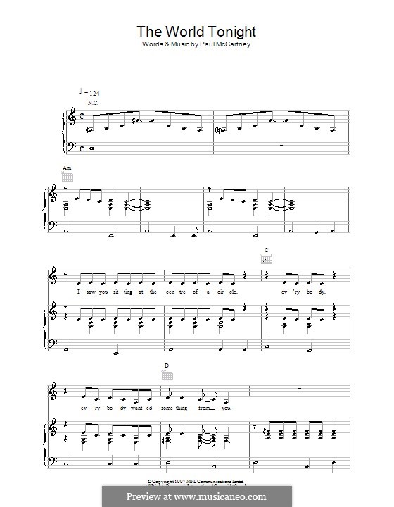 The World Tonight: For voice and piano (or guitar) by Paul McCartney