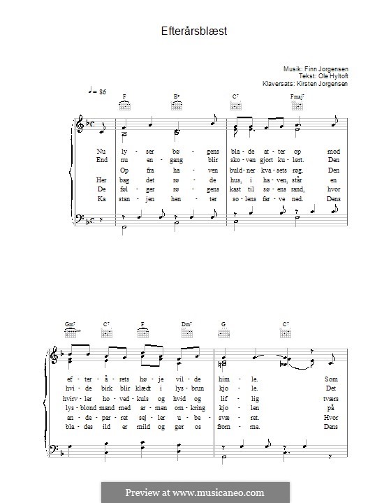 Efterårsblæst: For voice and piano (or guitar) by Finn Jørgensen