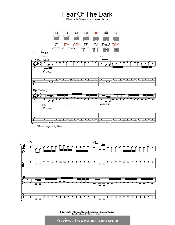 Fear of the Dark (Iron Maiden) by Steve Harris - sheet music on