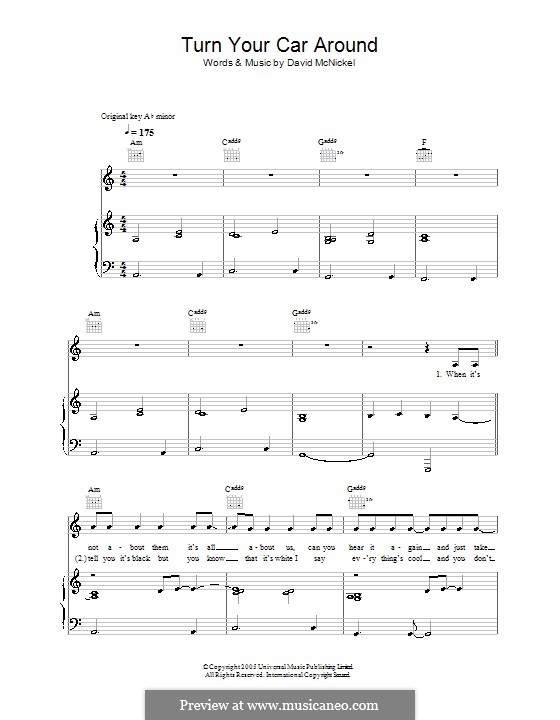 Turn Your Car Around by D. McNickel sheet music on MusicaNeo