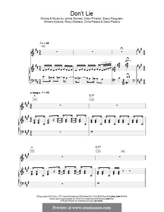 Don't Lie (The Black Eyed Peas) by apl.de.ap, C. Peters, D. Peters, J. Gomez, R. Walters, S